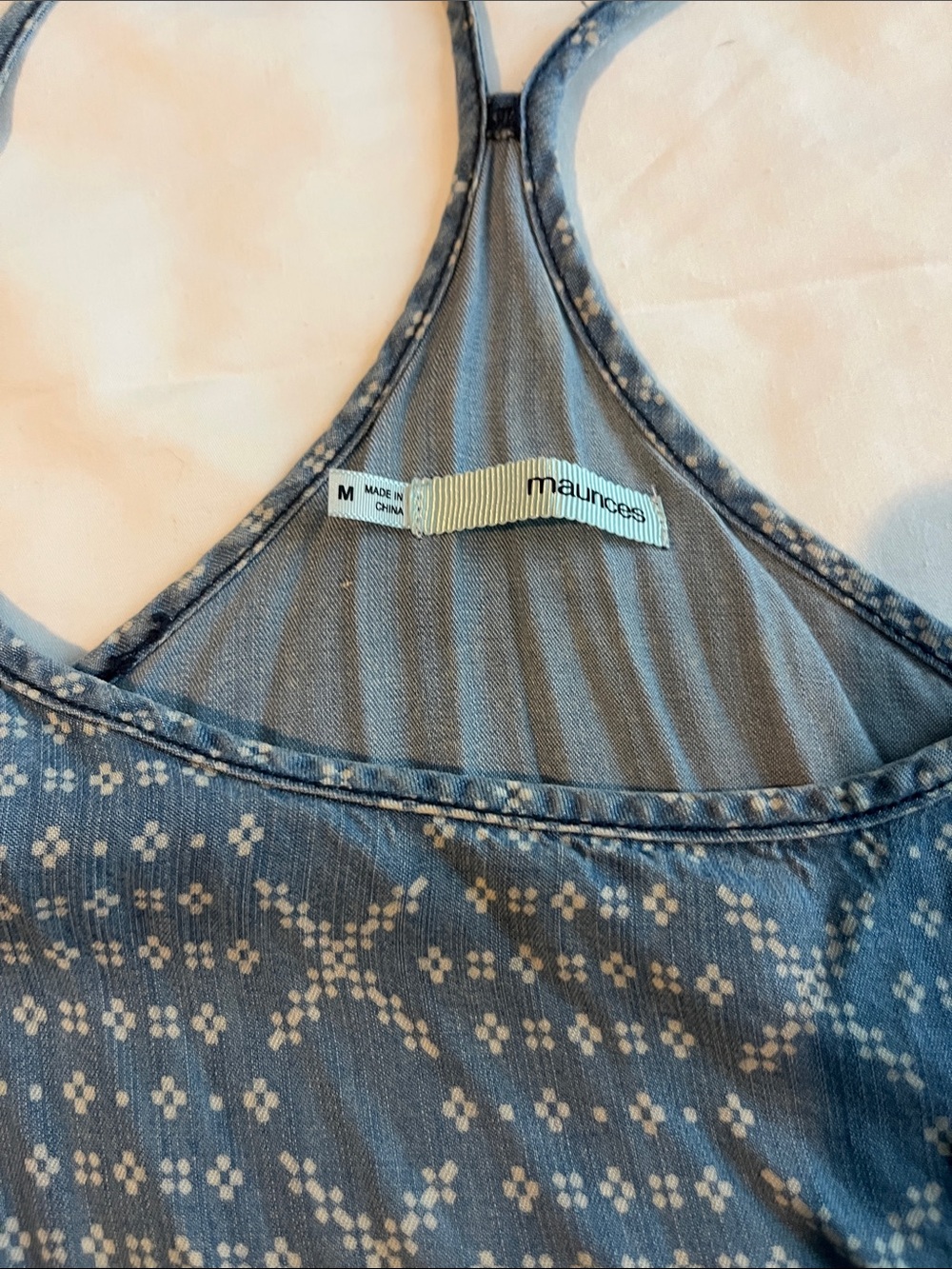Maurices Blue Patterned Racerback Cami with Pocket - Picture 2 of 5